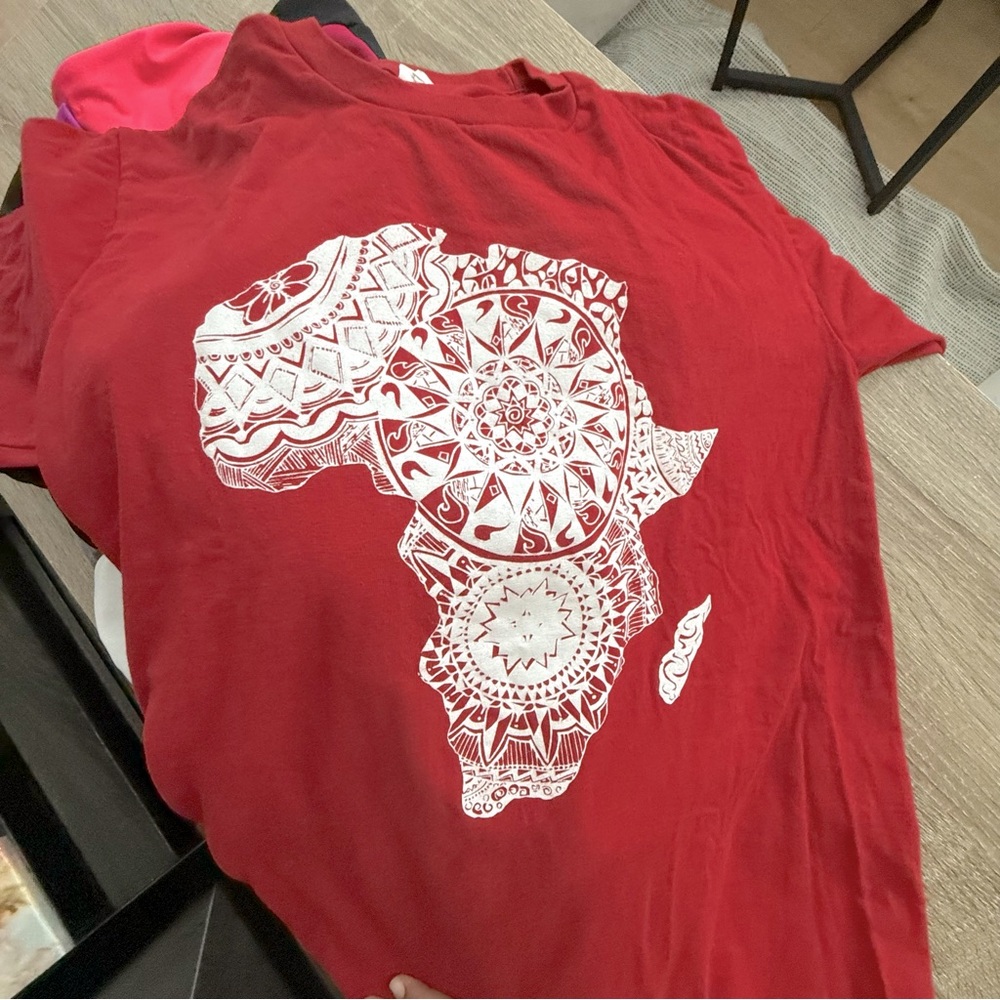 Artisan Red Short Sleeve Tee with White Mandala Design